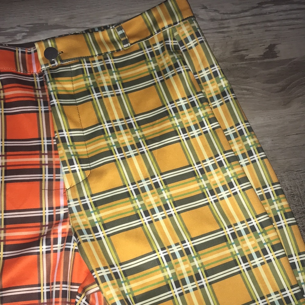 Blush Mark bicolor yellow and orange plaid straps pants size medium - Picture 3 of 13